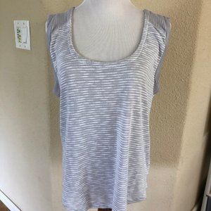 SPLENDID Muscle Tank Top Gray White Stripe Sz Lg